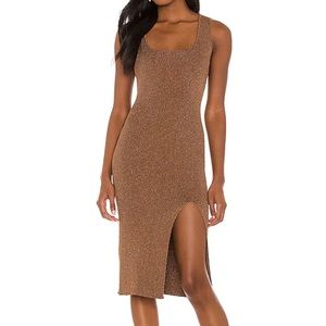 Revolve Lillie Brown Midi Dress